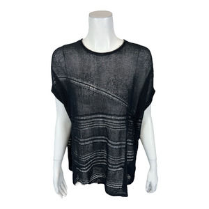 Truth + Style Women's Pullover Knit Open Weave Drop Shoulder Top Black 2X Size